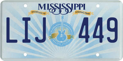 MS license plate LIJ449