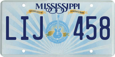 MS license plate LIJ458