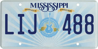 MS license plate LIJ488