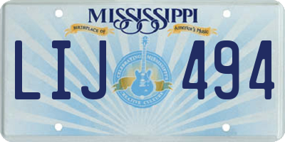 MS license plate LIJ494