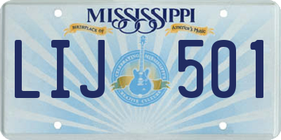 MS license plate LIJ501