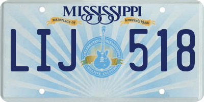 MS license plate LIJ518