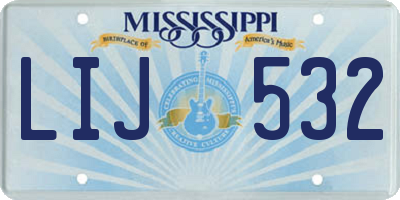 MS license plate LIJ532