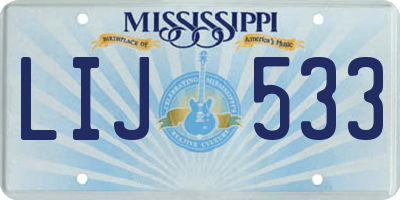 MS license plate LIJ533