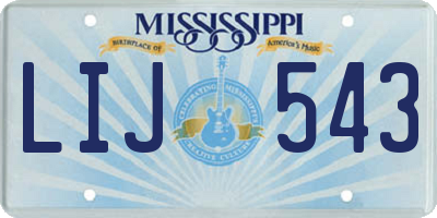 MS license plate LIJ543