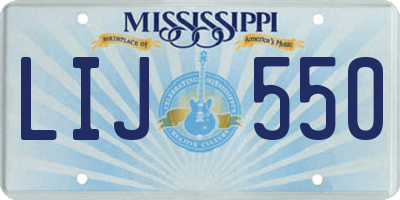 MS license plate LIJ550