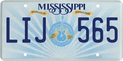 MS license plate LIJ565