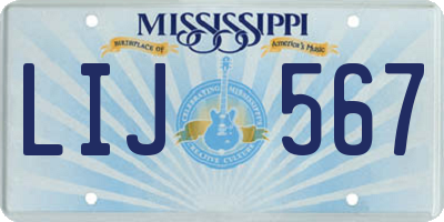 MS license plate LIJ567