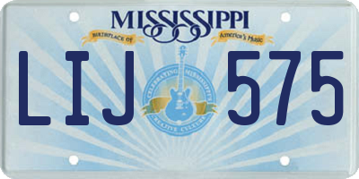 MS license plate LIJ575