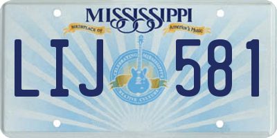 MS license plate LIJ581