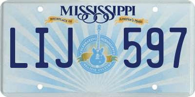 MS license plate LIJ597