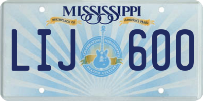 MS license plate LIJ600