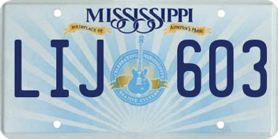 MS license plate LIJ603