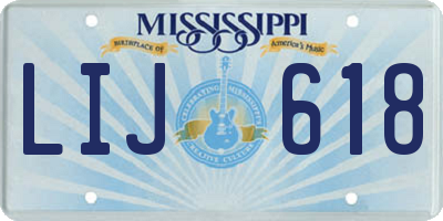 MS license plate LIJ618