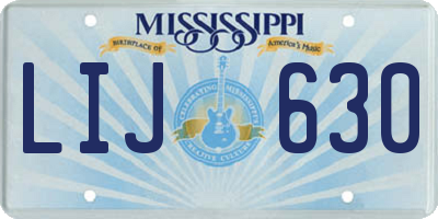 MS license plate LIJ630