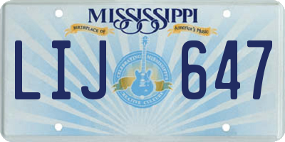 MS license plate LIJ647