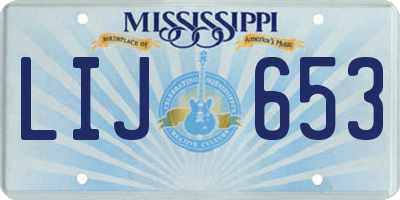 MS license plate LIJ653