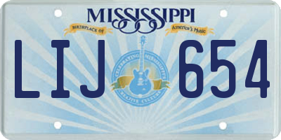 MS license plate LIJ654