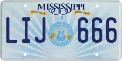 MS license plate LIJ666