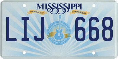 MS license plate LIJ668