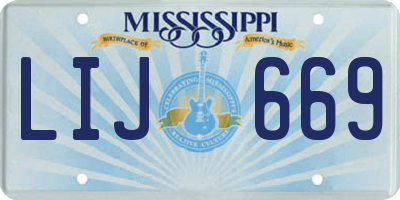 MS license plate LIJ669