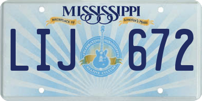MS license plate LIJ672