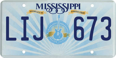 MS license plate LIJ673