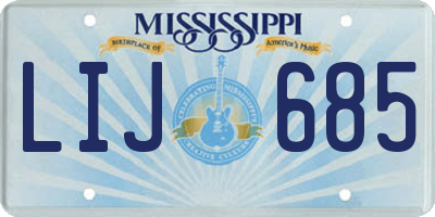MS license plate LIJ685