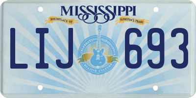 MS license plate LIJ693