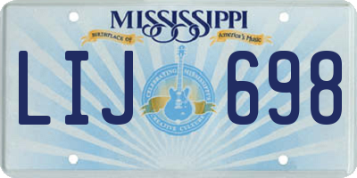 MS license plate LIJ698