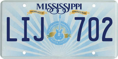 MS license plate LIJ702
