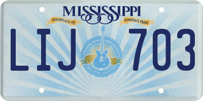 MS license plate LIJ703