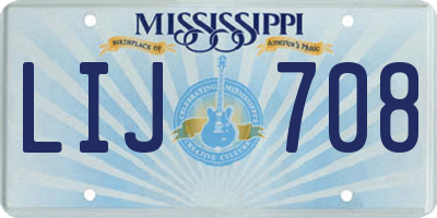 MS license plate LIJ708