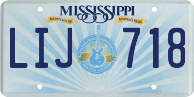 MS license plate LIJ718
