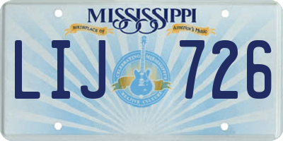 MS license plate LIJ726