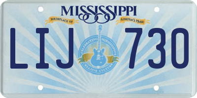 MS license plate LIJ730