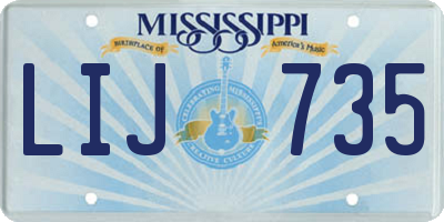 MS license plate LIJ735