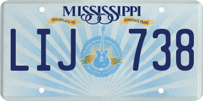 MS license plate LIJ738
