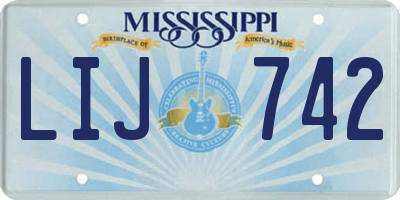 MS license plate LIJ742