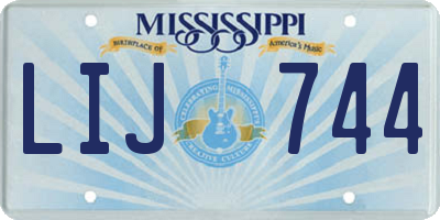 MS license plate LIJ744