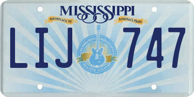 MS license plate LIJ747