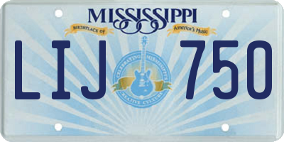 MS license plate LIJ750