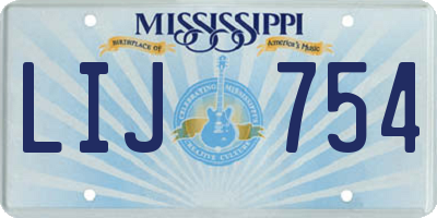 MS license plate LIJ754