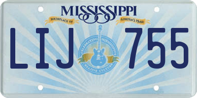 MS license plate LIJ755