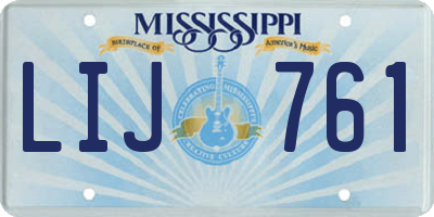 MS license plate LIJ761