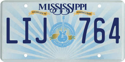 MS license plate LIJ764