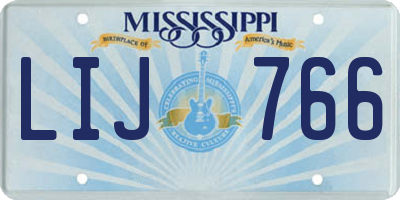 MS license plate LIJ766
