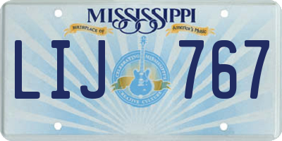 MS license plate LIJ767
