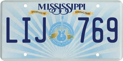 MS license plate LIJ769