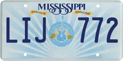 MS license plate LIJ772